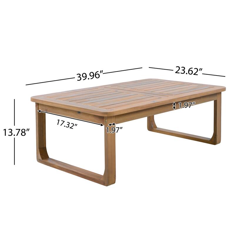 Christopher Knight Home Solenne Acacia Wood 3 Seater Daybed and Coffee Table with Cushion