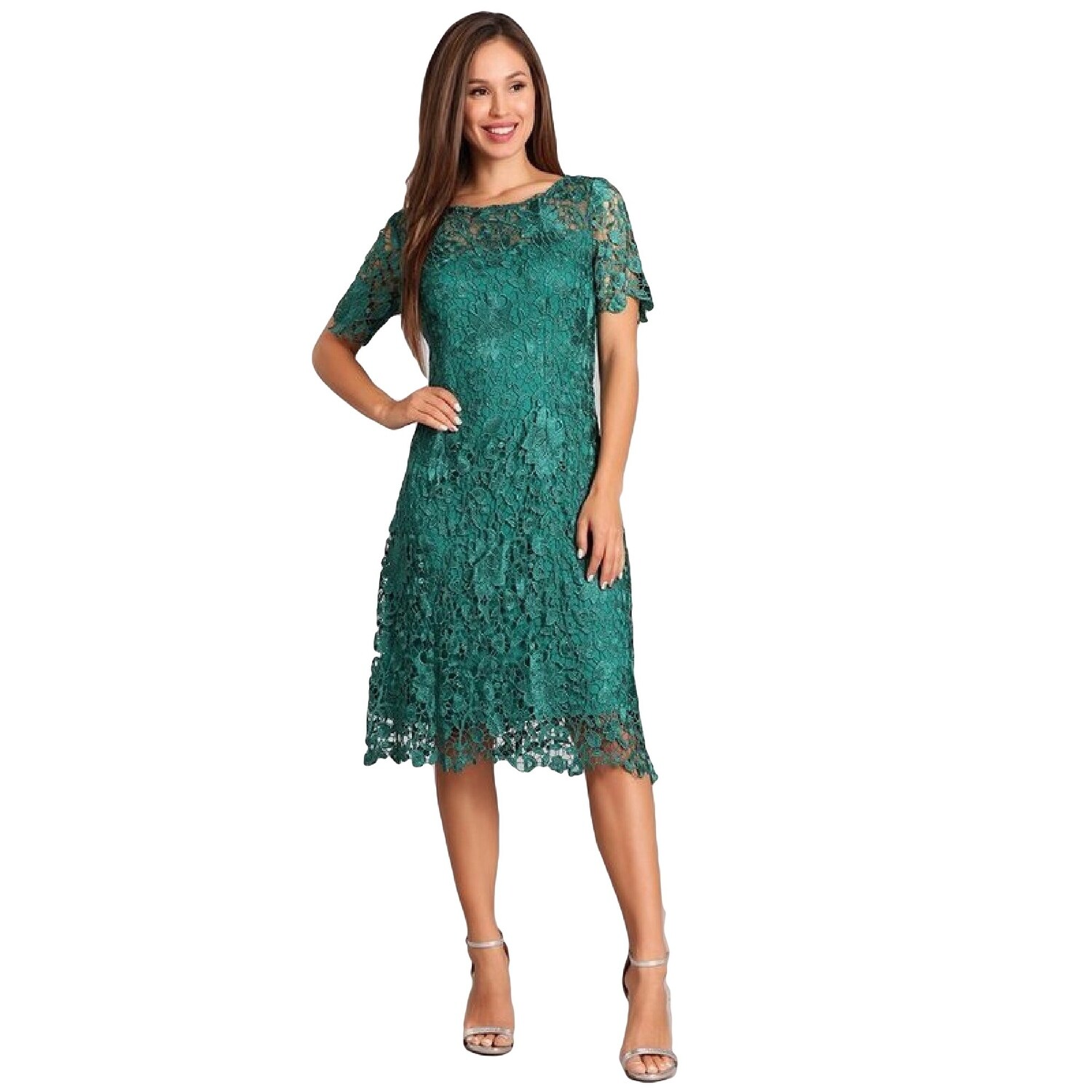 emerald green lace cocktail dress