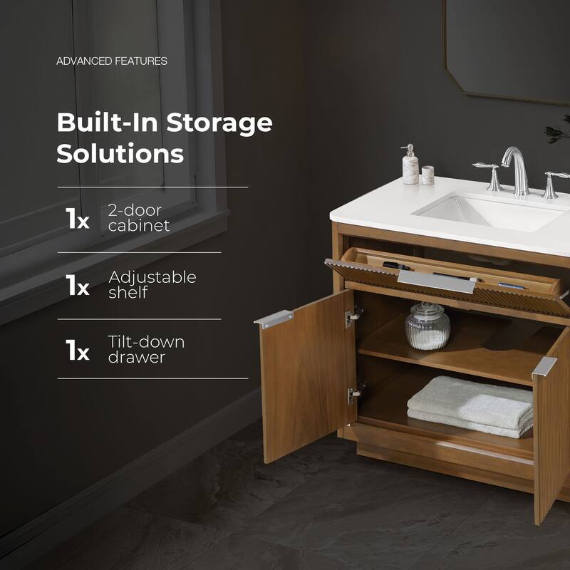 OVE Xander Bathroom Vanity with White Engineered Stone Top