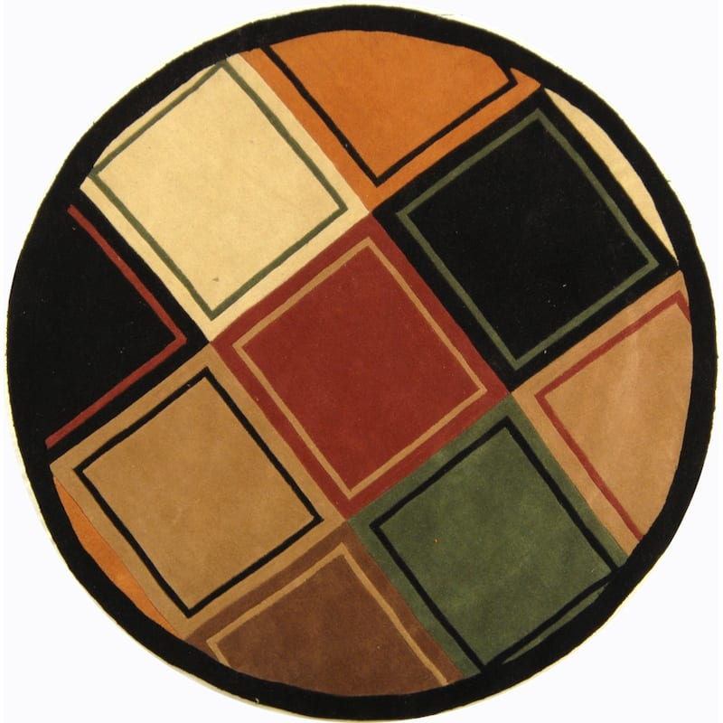 SAFAVIEH Handmade Rodeo Drive Jaida Mid-Century Modern Abstract Wool - 7'9" x 7'9" Round - Gold/Black - Round