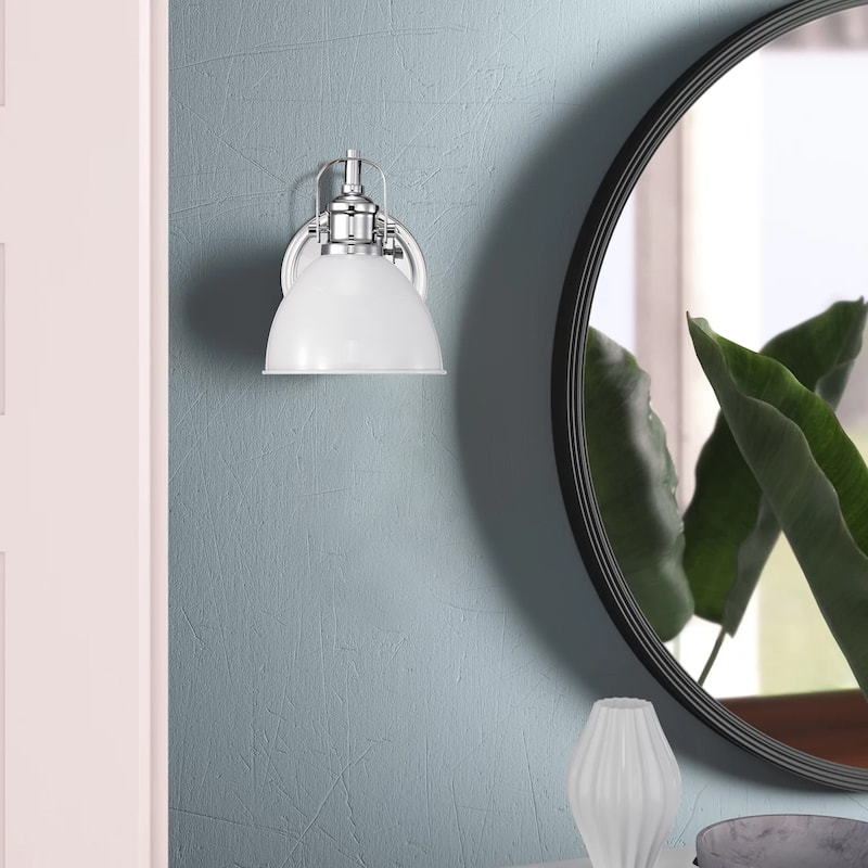 1-Light Industrial Wall Light Bath Sconce with Shad - 7.5"x7.5"x6"