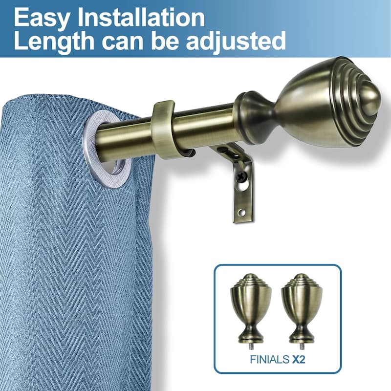 1-inch Diameter Urn Adjustable Single Drapery Curtain Rod