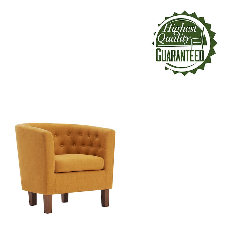 Porthos Home Kady Fabric Barrel Accent Chair with Rubberwood Legs