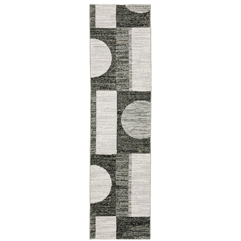 Style Haven Stephan Modern Art-deco Inspired Area Rug - 2'3" X 8' - Charcoal/ Grey - Runner/Rectangle