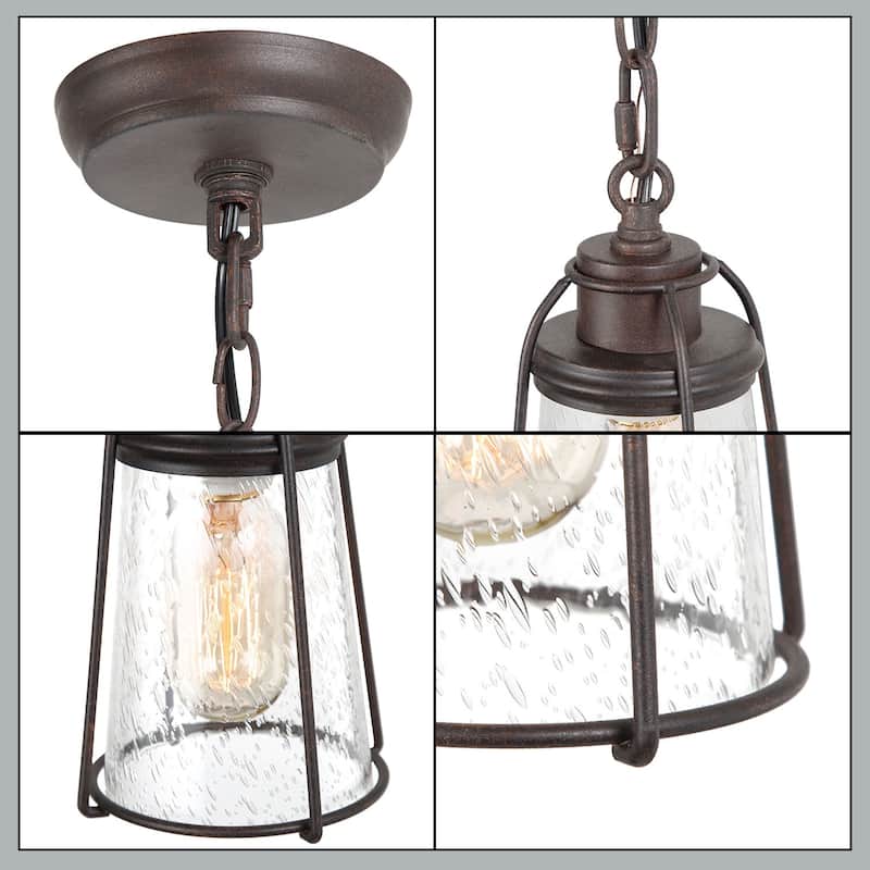 Farmsy Modern Farmhouse Mini Pendant 1-light Oil Rubbed Vintage Seeded Glass Industrial Kitchen Island Lighting - 4.5 inches