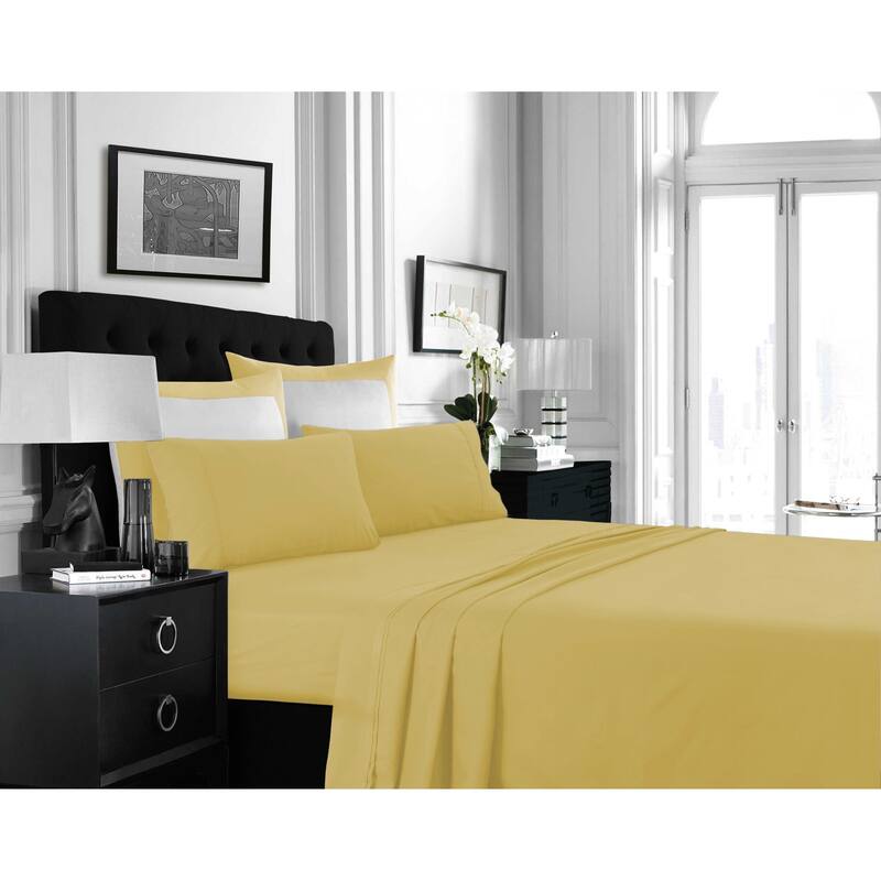 Super Soft Extra Deep Pocket Bed Sheet Set with Oversize Flat - California King - Gold