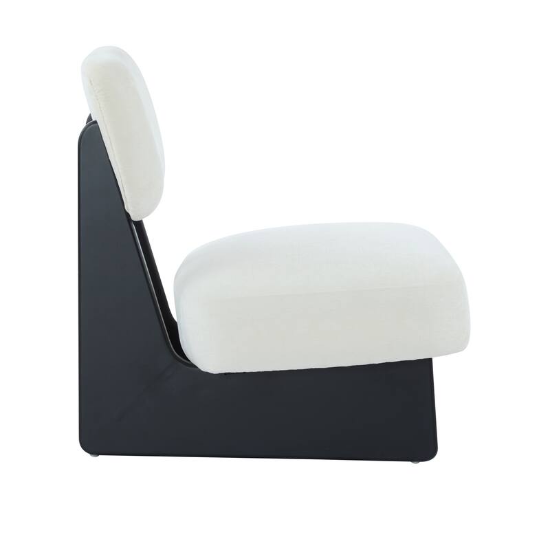 Low Profile Accent Chair Set of 2, Modern Living Room Armless Lounge Chair, Fabric Reading Chair with Wooden Frame