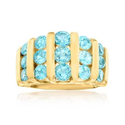 18K Yellow Gold Over Sterling Silver Siwss Blue Topaz Ring