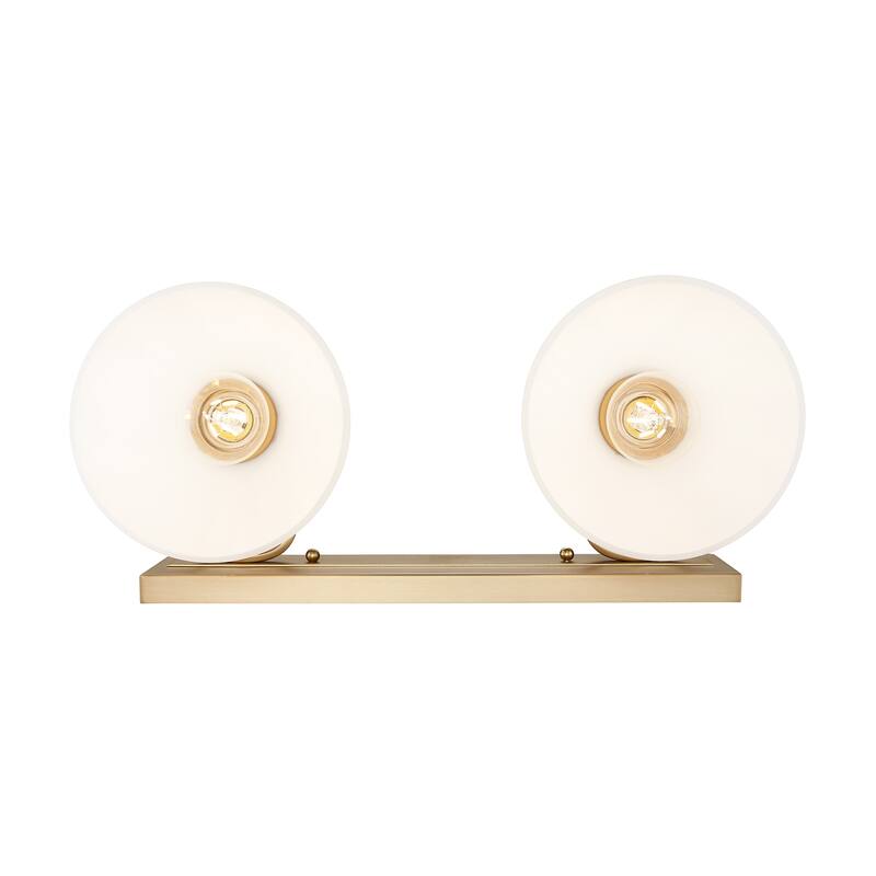 Yep by Golden Lighting Hines 2-light Vanity in Brushed Champagne Brass and Opal Glass