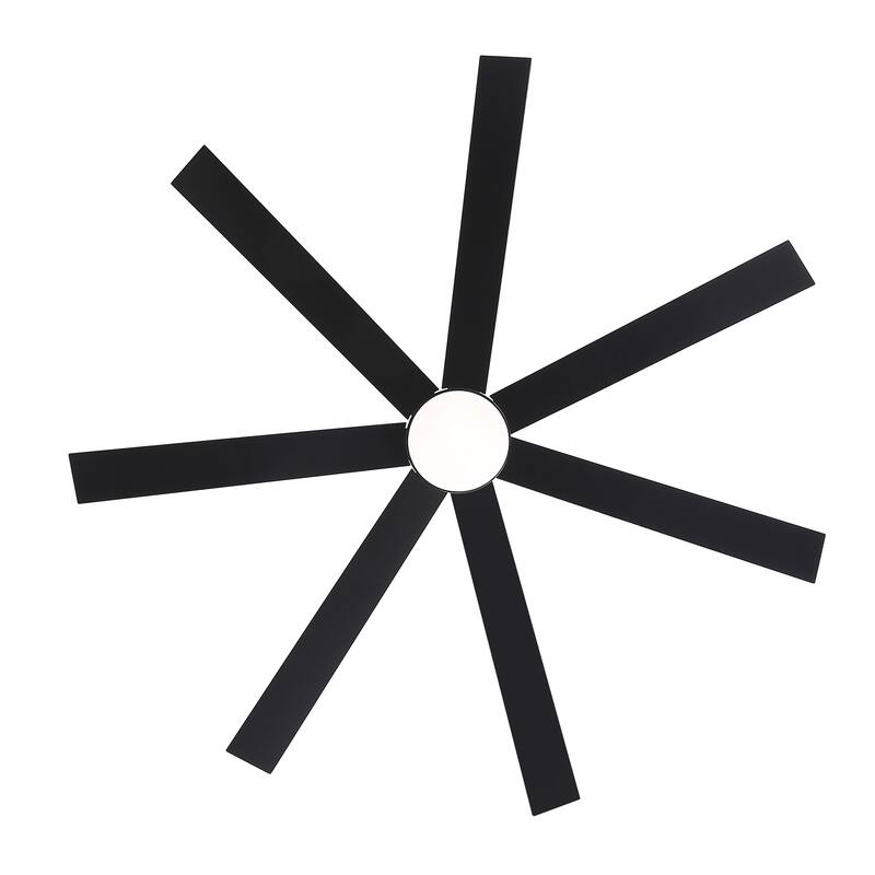 72-inch 7-Blade Matte Black Ceiling Fan with Light and Remote