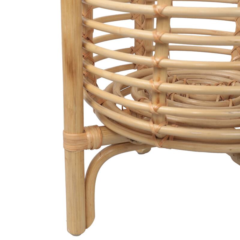 JONATHAN Y Zachariah 33.5" Bohemian Minimalist Handmade 2-Tier Rattan Indoor Planter Stand