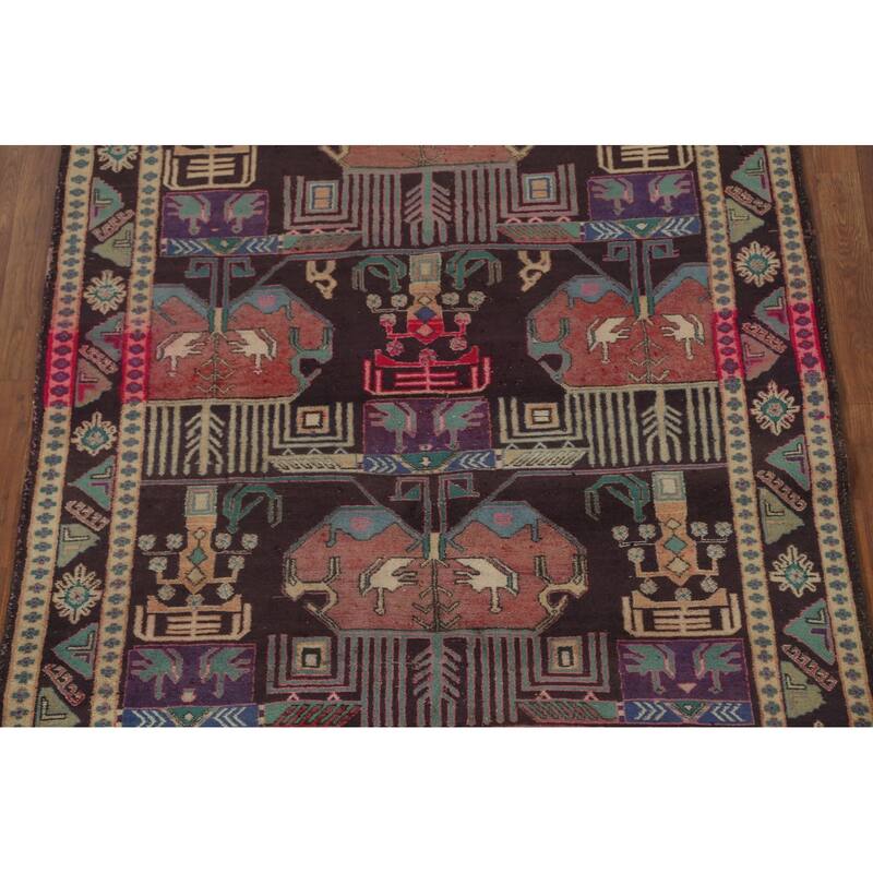 Over-Dyed Ardebil Persian Vintage Area Rug Handmade Wool Carpet - 4'10" x 9'7"