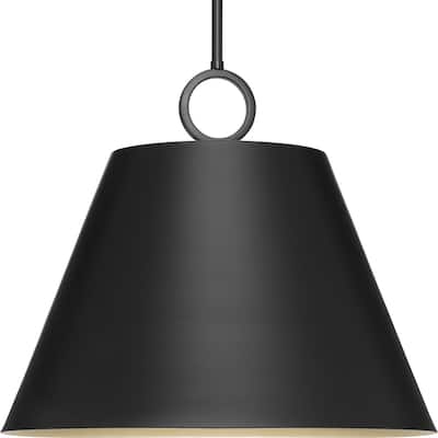 Parkhurst Collection Three-Light New Traditional Matte Black Metal Glass Pendant Light - 17.87 in x 17.87 in x 15.25 in