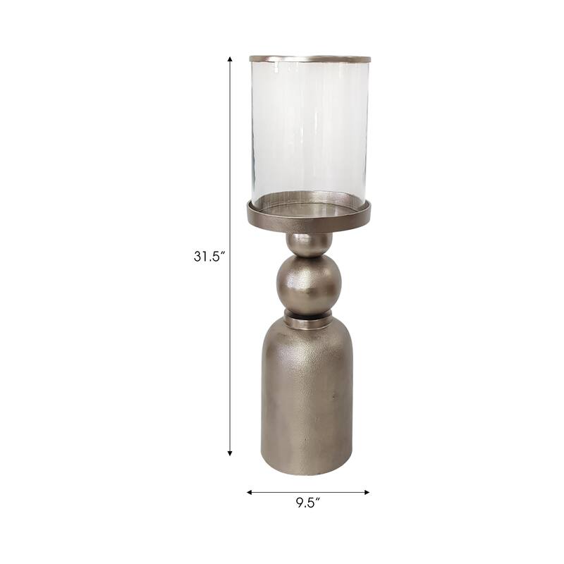 Aluminum Glass Floor Candle Holder Elegant Removable Hurricane