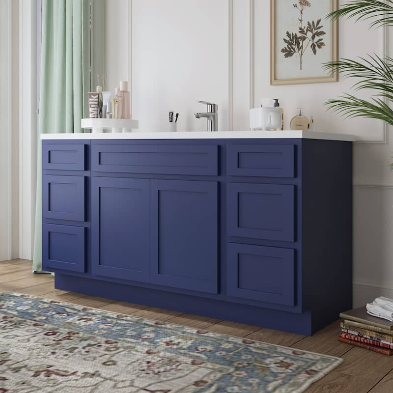 Vanity Art 60" Oak Freestanding Bathroom Vanity Cabinet without Top