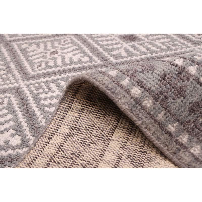 ECARPETGALLERY Hand-knotted Tangier Grey Viscose, Wool Rug - 5'3 x 7'8