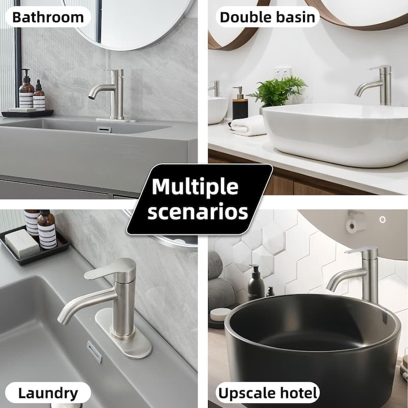 Single Hole Single-Handle Bathroom Faucet with Deck Plate