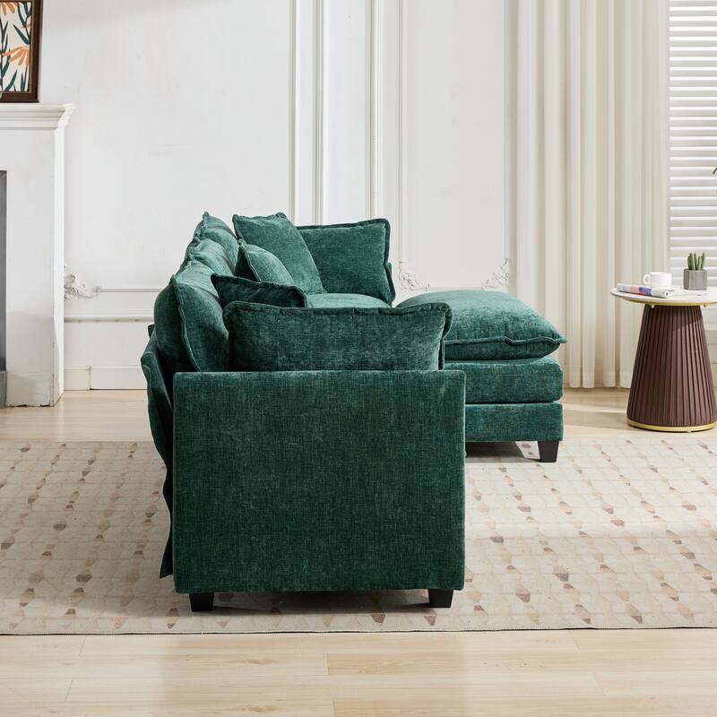 Roomfitters Large Upholstered 4-Seater Sofa with Plush Cushions and Pillows, Modern Cloud Couch for Living Room