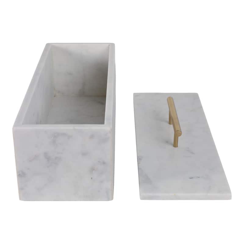 Marble Decorative Box Lidded Container Modern Handle Accent Luxury