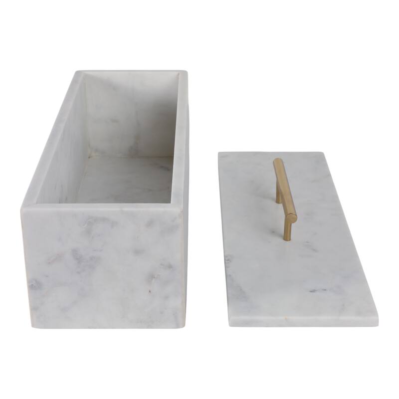 Marble Decorative Box Lidded Container Modern Handle Accent Luxury