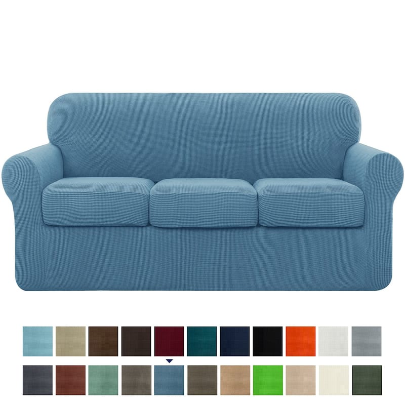Subrtex Sofa Separate Cushion Soft Cover Slipcover Furniture Protector - Sofa - Denim Blue