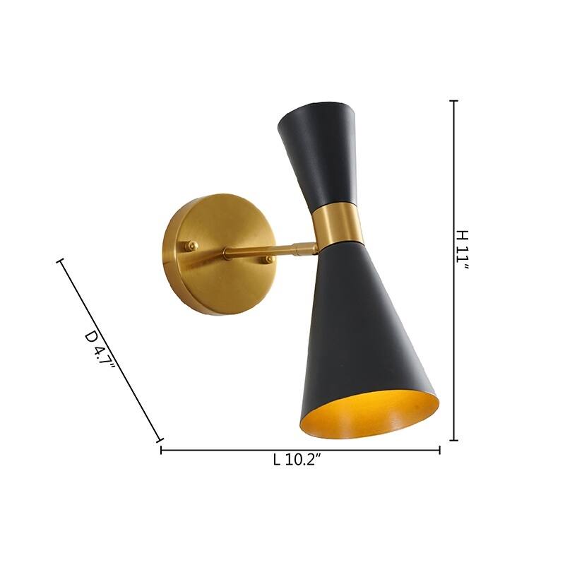 Transitional 1-Light Gold Cone Iron Wall Sconce