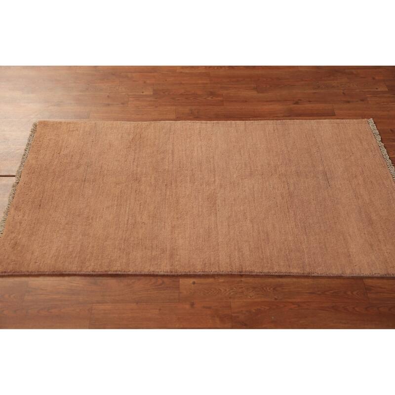 Gabbeh Oriental Rug Hand-Knotted Brown Wool Carpet - 2'6" x 4'4"
