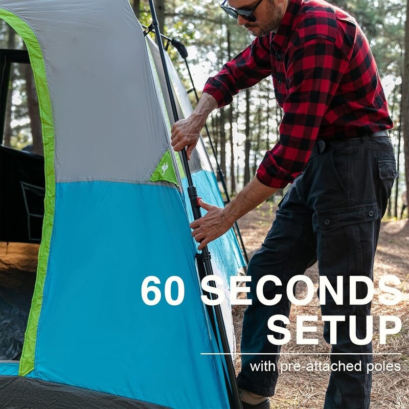 6 Person Blackout Camping Tent Instant Cabin Tents for Family with Rainfly Easy Setup Water Resistant N A Blue