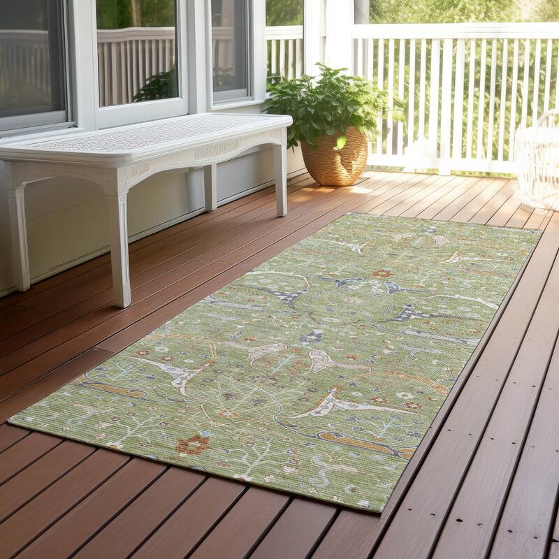 Machine Washable Indoor/ Outdoor Traditional Persian Chantille Rug - Aloe - 2'3" x 7'6"