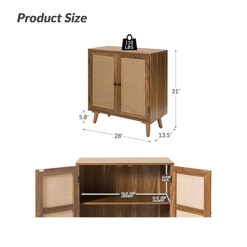 Salayar Contemporary linen 2-door Storage Cabinet with Adjustable Shelf ...