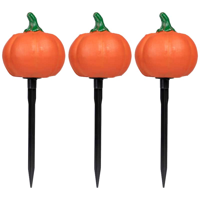 LED Lighted Jack-O-Lantern Outdoor Halloween Pathway Markers - 14.5" - Set of 3