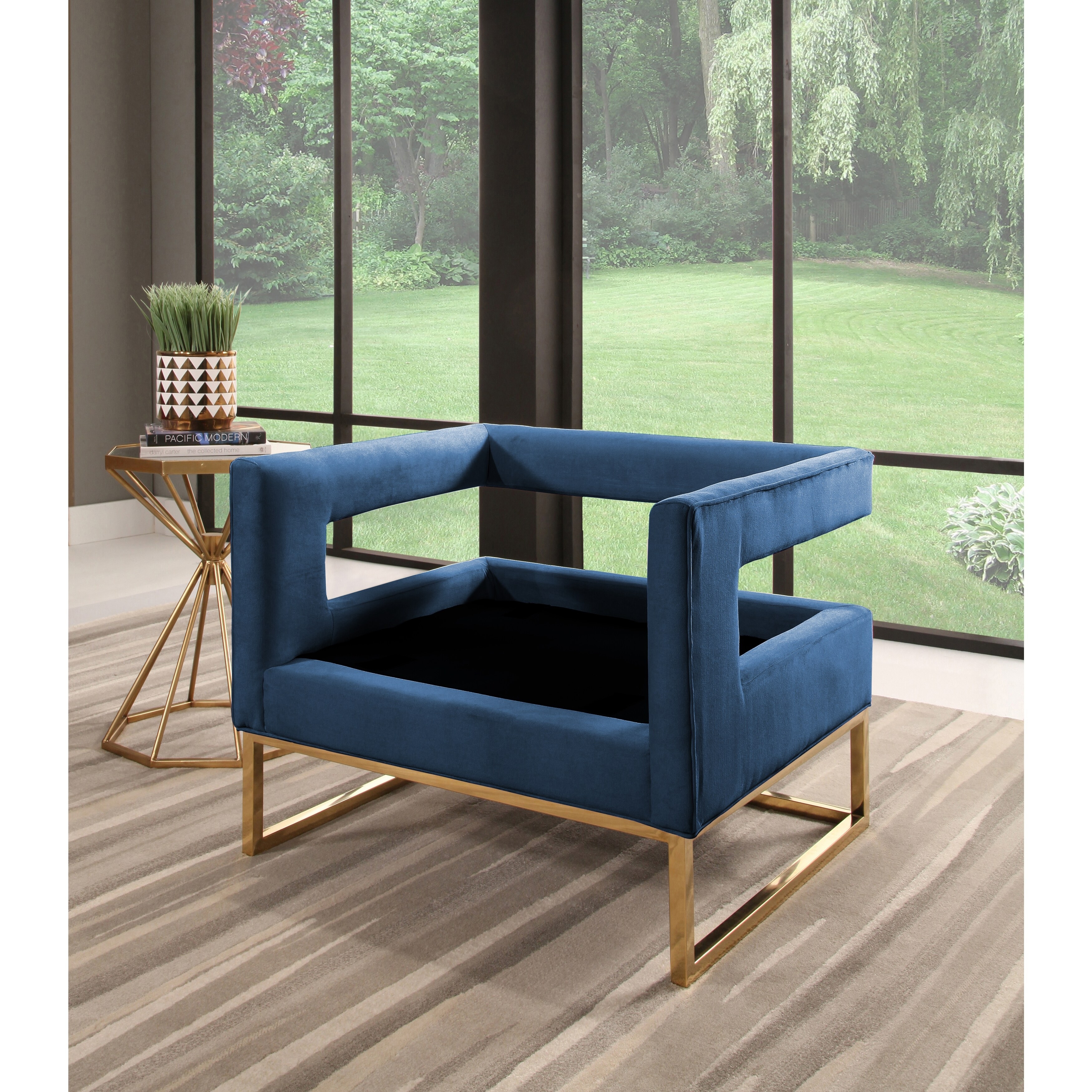 Abbyson Cromwell Upholstered Velvet Large Accent Chair Bed Bath