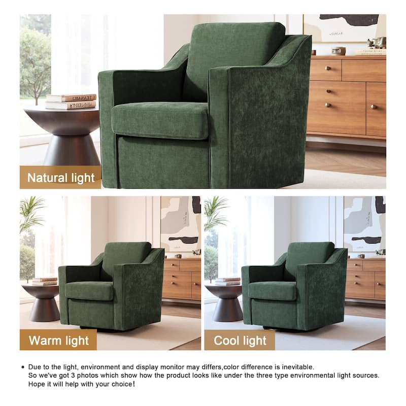 30'' W Vegan Leather/ Chenille Swivel Accent Chair