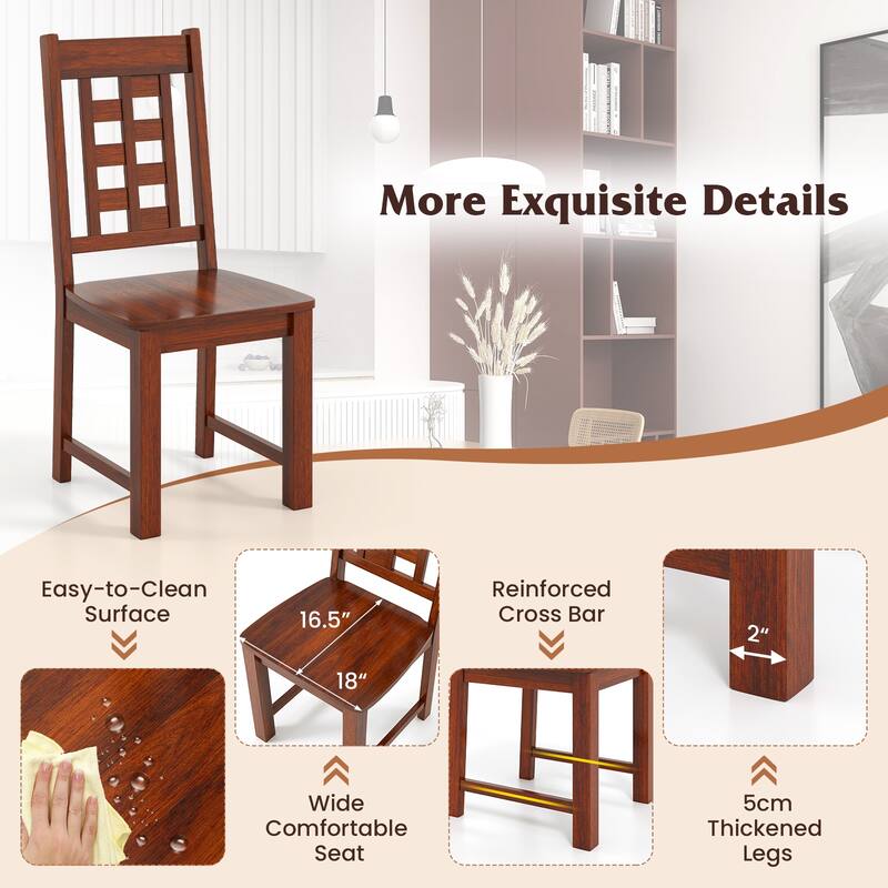 Gymax Dining Chairs Set of 2 w/Solid Rubber Wood Frame Elegant