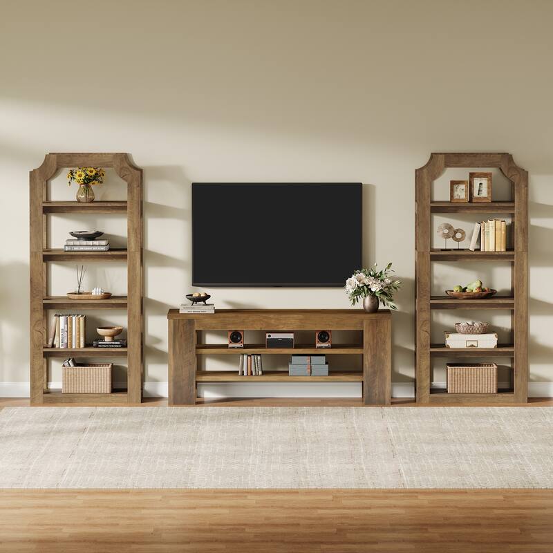 Tall 5 Shelf Bookcase, Storage And Display Bookshelf For Home Office And Living Room