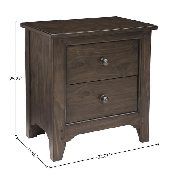 Taylor 2-Drawer Farmhouse Wood Nightstand, River Rock Brown