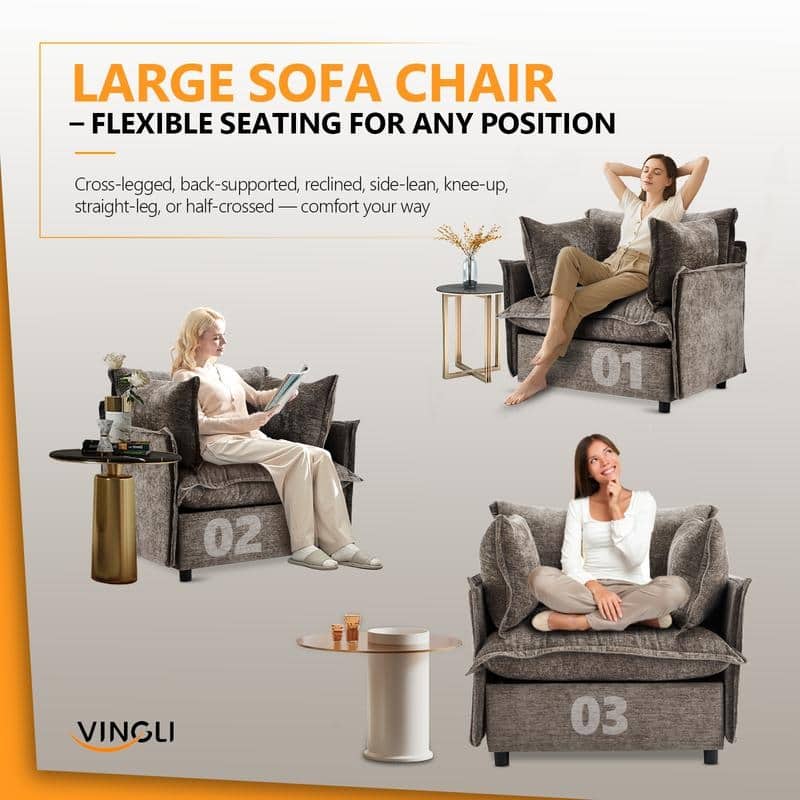 Chenille Upholstered Skirted Arm Chair Accent Chair With Thin Arms For Living Room