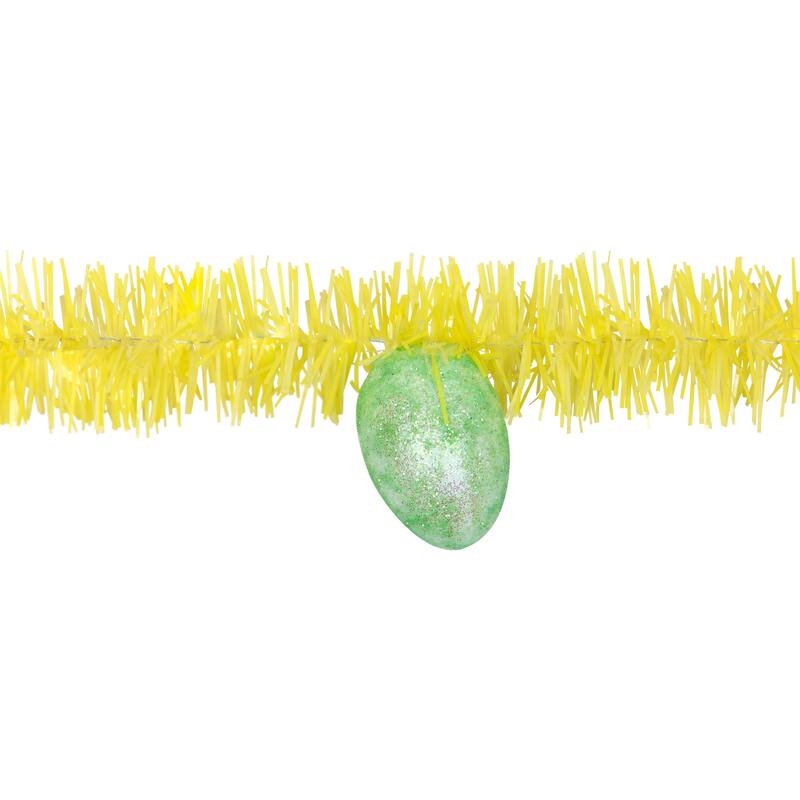 25' x 1.25" Yellow Spring Tinsel Artificial Garland Easter Eggs Unlit