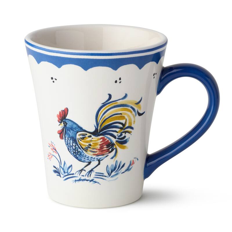 Certified International French Rooster 16 oz. Mugs, Set of 4 Assorted Designs