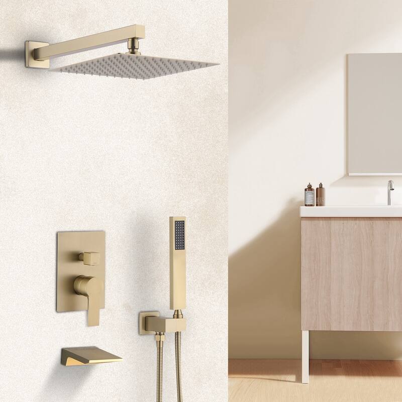 Topcraft Wall Mounted Rain Shower System with Handheld Showerhead