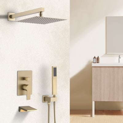 Topcraft Wall Mounted Rain Shower System with Handheld Showerhead