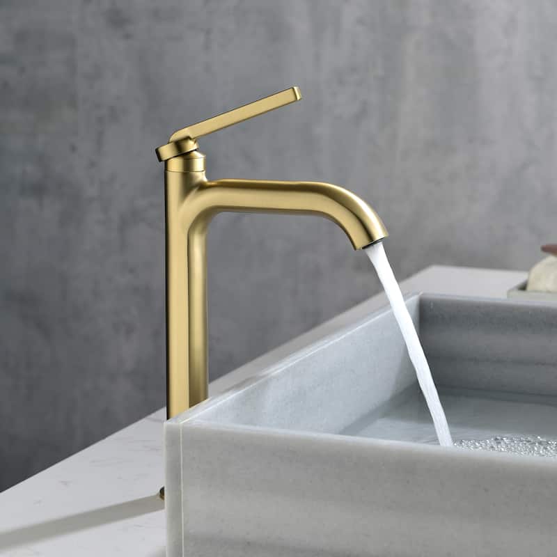 9-12" H Solid Brass Single Handle Bathroom Sink Faucet