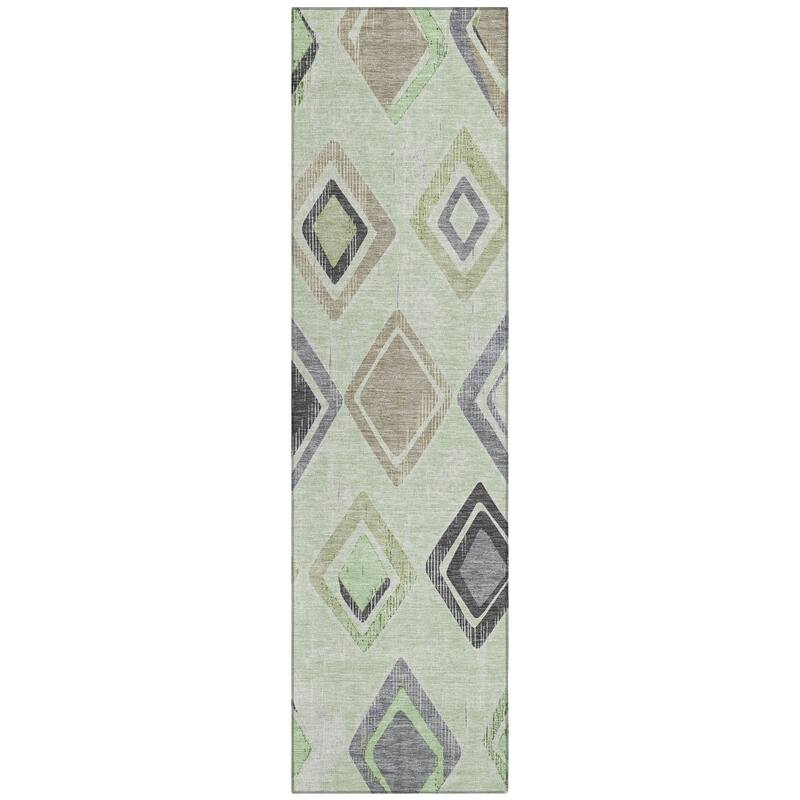 Machine Washable Indoor/Outdoor Diamond Contemporary Chantille Rug
