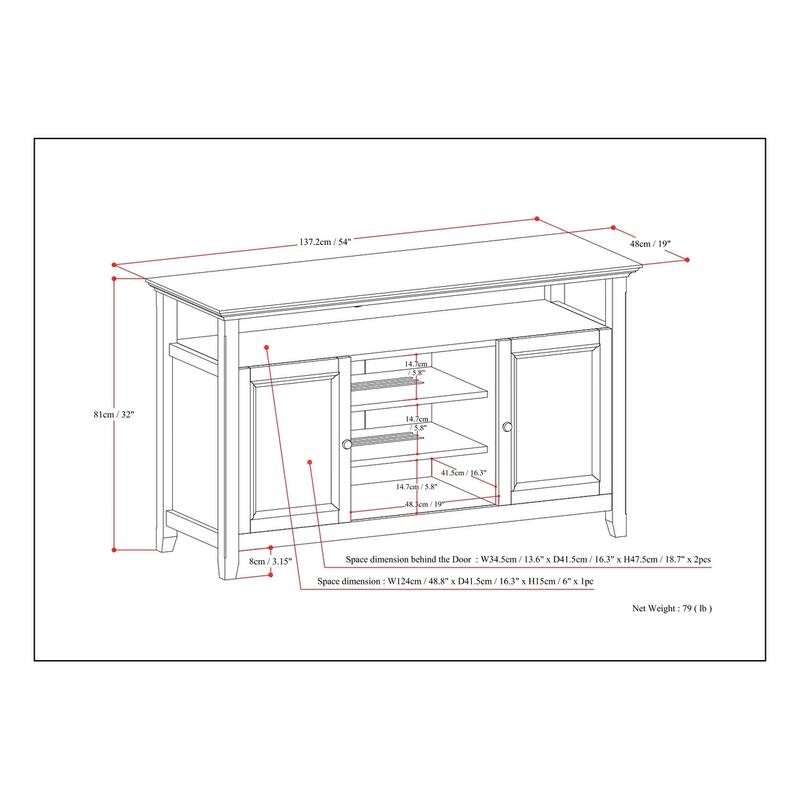 WYNDENHALL Halifax 54 inch Wide Solid Wood Transitional TV Stand - 54'' W x 18.9'' D x 31.9'' H
