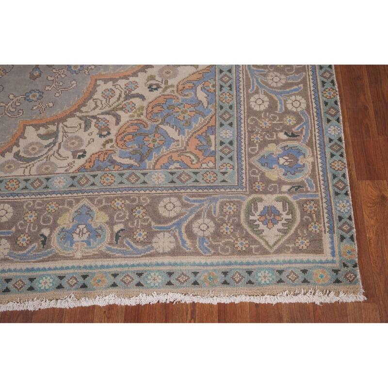 Gray Tabriz Persian Vintage Area Rug Handmade Traditional Wool Carpet - 8'5"x 11'2"