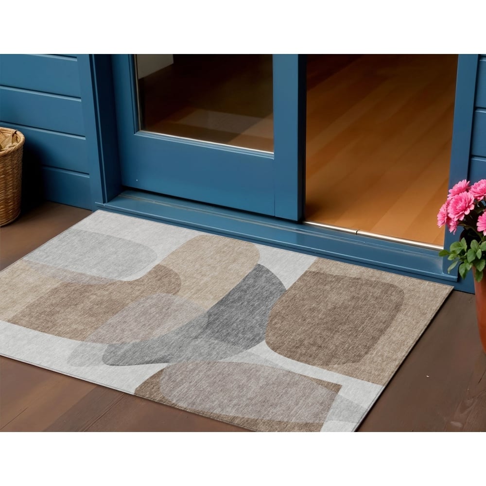 HomeRoots Abstract Transitional Rectangle Outdoor Rug