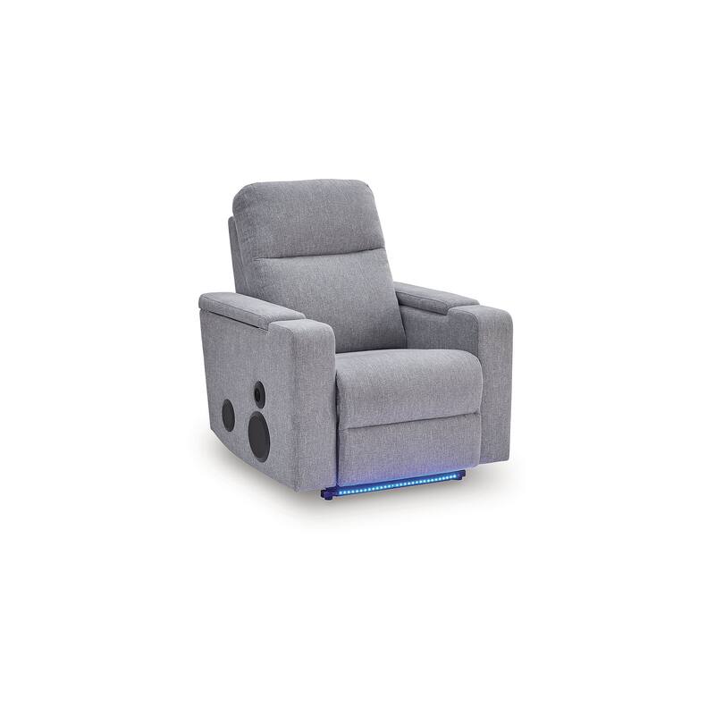 Signature Design by Ashley Vassalboro Light Gray Power Glider Recliner with Audio System