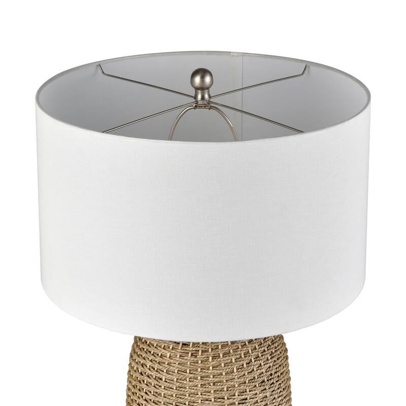 Elk Home Coe Natural With White Linen Drum Shade Table Lamp