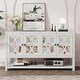 preview thumbnail 2 of 18, Antique White Sideboard Storage Cabinet with Mirrored Doors & Open Storage Shelf, Console Table Display Case for Living Room