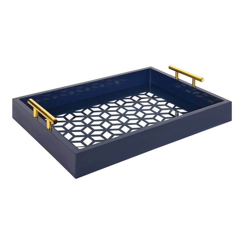 Kate and Laurel Caspen Rectangle Decorative Tray - 12.25x16.5 - Navy Blue